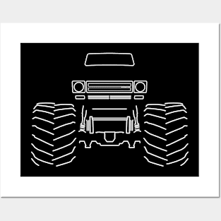 Monster truck IH Scout white outline graphic Posters and Art